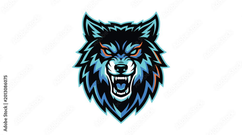 Obraz premium Furious wolf head with sharp teeth.