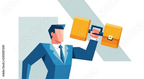 Businessman Lifting Weights Representing Fitness and Success Concept