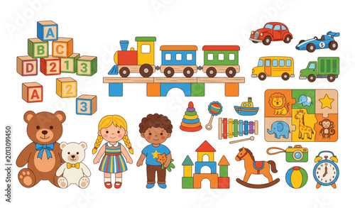 Foto Colorful children's toys and playsets for kids