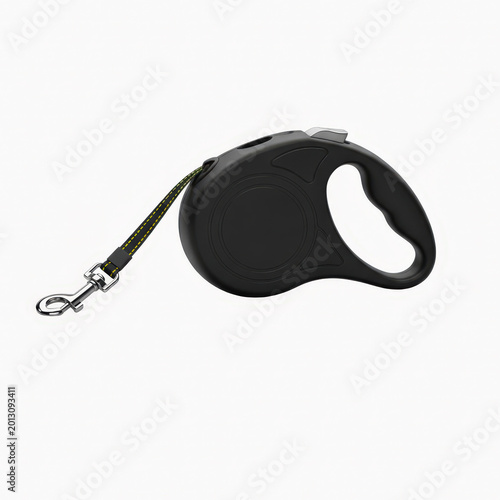 Compact retractable dog leash in modern design isolated on white background with soft lighting