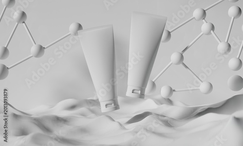 3d illustraion of cosmetic skincare beauty spa cream mockup, medical healthcare treatment, fashion of makeup, bottle tube of packaging