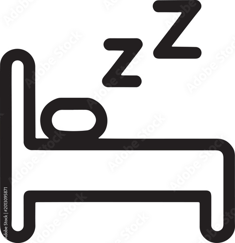 Foto Sleeping bed icon with zzz symbol lineicon