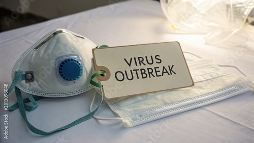 Protective Face Mask and Sign for Virus Outbreak Awareness