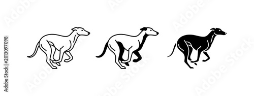 Canvas Print Elegant Greyhound Dog Vector Icons, Running Silhouette, Speed and Grace, Black a