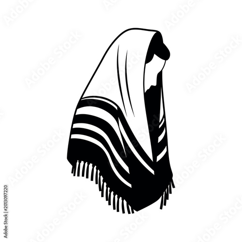 Foto Jewish prayer shawl with fringes.