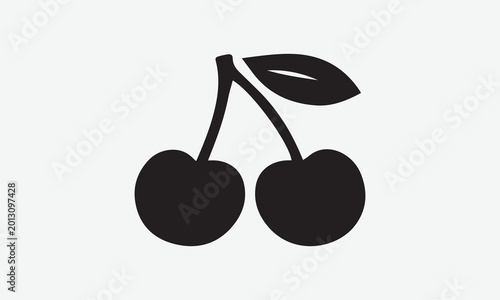 Cuadro en lienzo Simple cherry fruit sign for food logo or web design.
