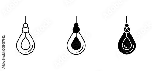 Konstfotografi Teardrop Earring Icons, Minimalist Jewelry Vector Set, Elegant Pendant Graphics,