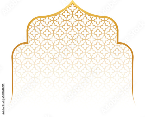 golden islamic border decorative arch vector frame