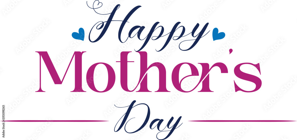 Fototapeta premium Elegant Happy Mothers Day Typography Design with Pink and Blue Text