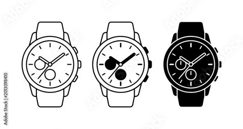 Cuadro en lienzo Modern Wristwatch Icons, Timepiece Vector Graphics, Analog Watch Set, Digital Di