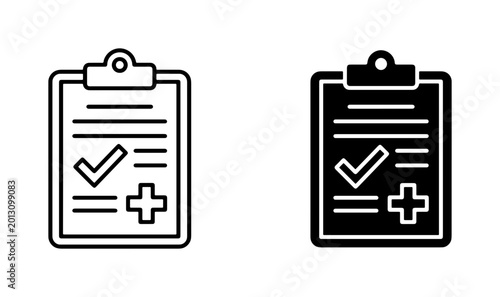 Foto Medical Clipboard Icons, Healthcare Checklist Vector Graphics, Health Record Sym
