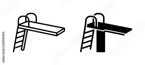 Photos Diving Board Icons, Pool Springboard Symbols, Water Sports Equipment, Swimming P