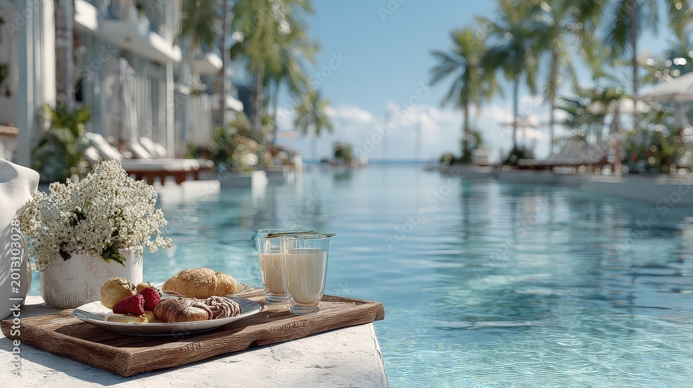 Obraz premium Luxurious Resort Pool with Breakfast