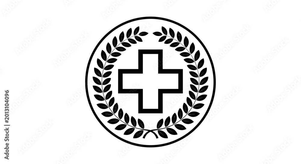Obraz premium Medical Cross Symbol with Laurel Wreath.