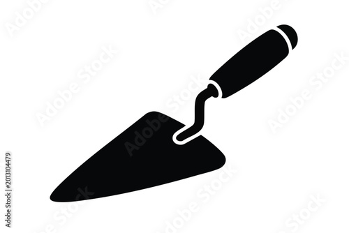 Trowel, construction tool, masonry equipment, black icon