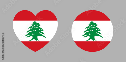 Free Download Lebanon flag icon, badge, banner in heart, circle shape set. National flag of Lebanon. Background, sticker, button heart, round flag of Lebanon. - GFXLoad