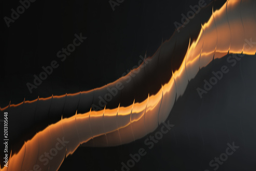 Dark Orange Neon Flowing Wave Background