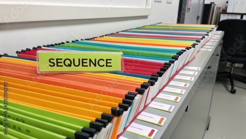 Colorful File Folders Organized in Sequence on an Office Desk