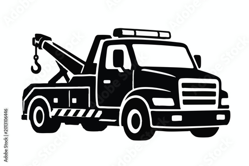 Schilderij op canvas Tow truck, vehicle recovery, flatbed truck, transportation icon