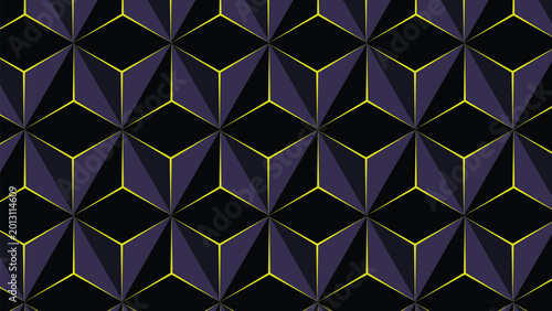Schilderij op canvas Geometric Abstract Pattern With Hexagonal Shapes And Purple Black Color Scheme