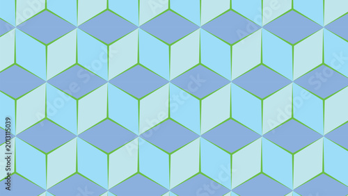 Canvas Print Geometric Hexagonal Pattern With Light Blue And Green Shapes