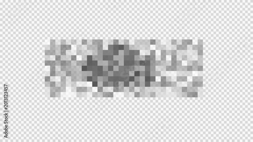 Foto This grayscale pixelated mosaic vector features a horizontal block of varying gray tones on a transparent background, perfect for representing digital privacy or data encryption