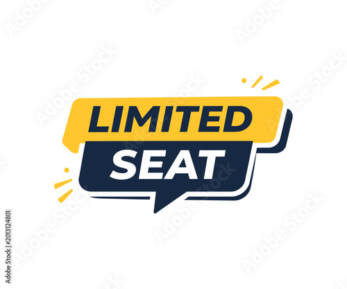 Limited seat label vector illustration with yellow and navy blue colors