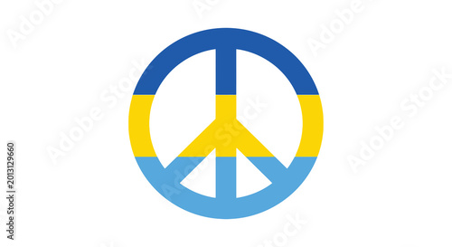 Cuadro en lienzo peace symbol icon with ukrainian flag colors on white background