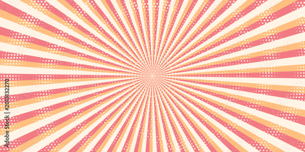 Fototapeta premium Retro background with rays or stripes in the center. Sunburst or solar burst retro background. Starburst abstract background. Vector illustration