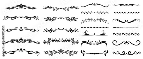 Tableau sur toile Ornate Floral Leaf Swirl Divider Flourish Vector Set