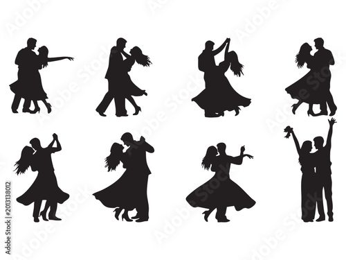 Romantic Dancing Couple Silhouettes