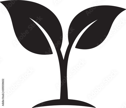 Valokuva Young plant sprout silhouette icon growth and new life symbol