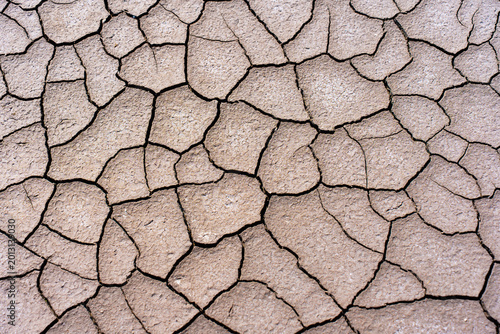 Tableau sur toile Dry Cracked Earth Texture and Parched Mud Soil Surface Background
