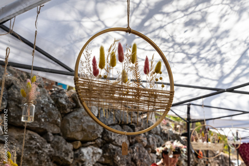 Decorative handmade dream catcher for sale at annual Jerusalem Knights festival in Jerusalem in Israel