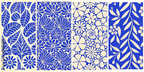 Photos Floral pattern quartet four distinct blue and white designs
