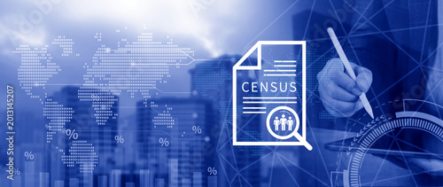 Fotografía Census Digital data virtual with Network