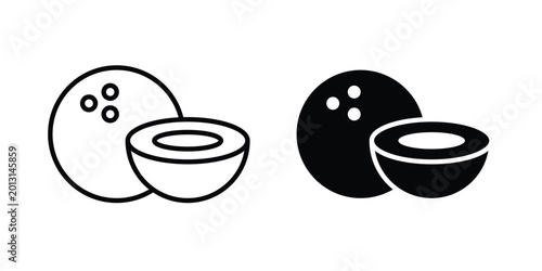 Fotografie Coconut icon on white background, simple icons.