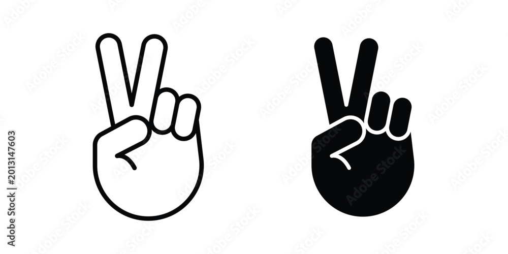Obraz premium Hand peace icon on white background, simple icons.