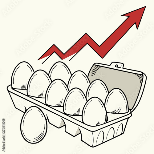 Schilderij op canvas eggs in carton with rising arrow vector illustration high quality professional