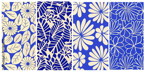 Photos Floral pattern quartet four distinct blue and white designs