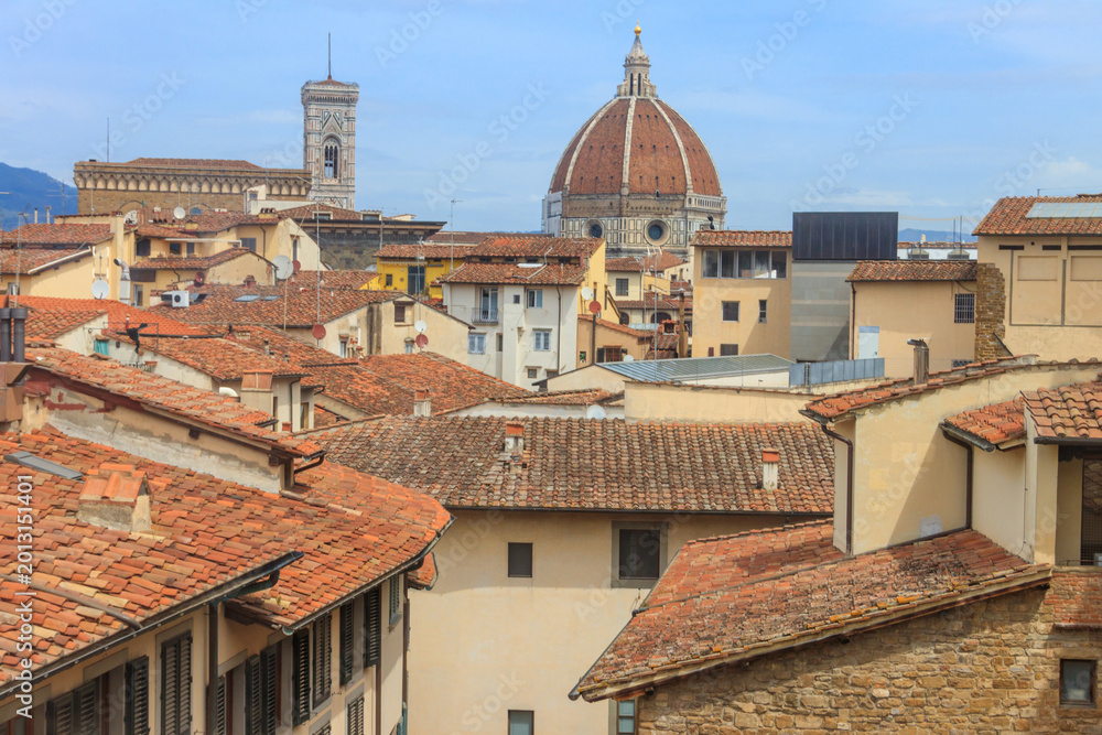 Fototapeta premium Panoramic view of Florence with rooftops and Cathedral of Saint Mary of the Flower, Tuscany, Italy