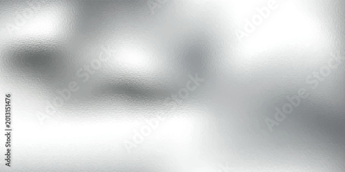Foto Shiny silver foil metallic texture - glossy gray steel gleaming surface, frosted glass effect with blur glare reflection, bright polished metal material