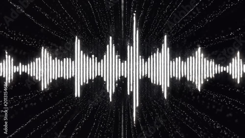 Abstract White Sound Waveform on Black Background Digital Art.