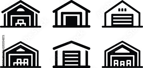 Photos Warehouse storage depot factory building icon set