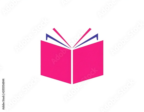 Open book with pink covers and blue pages