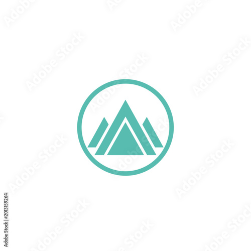 Free Download Teal circular with triple mountain peaks on a white background - GFXLoad
