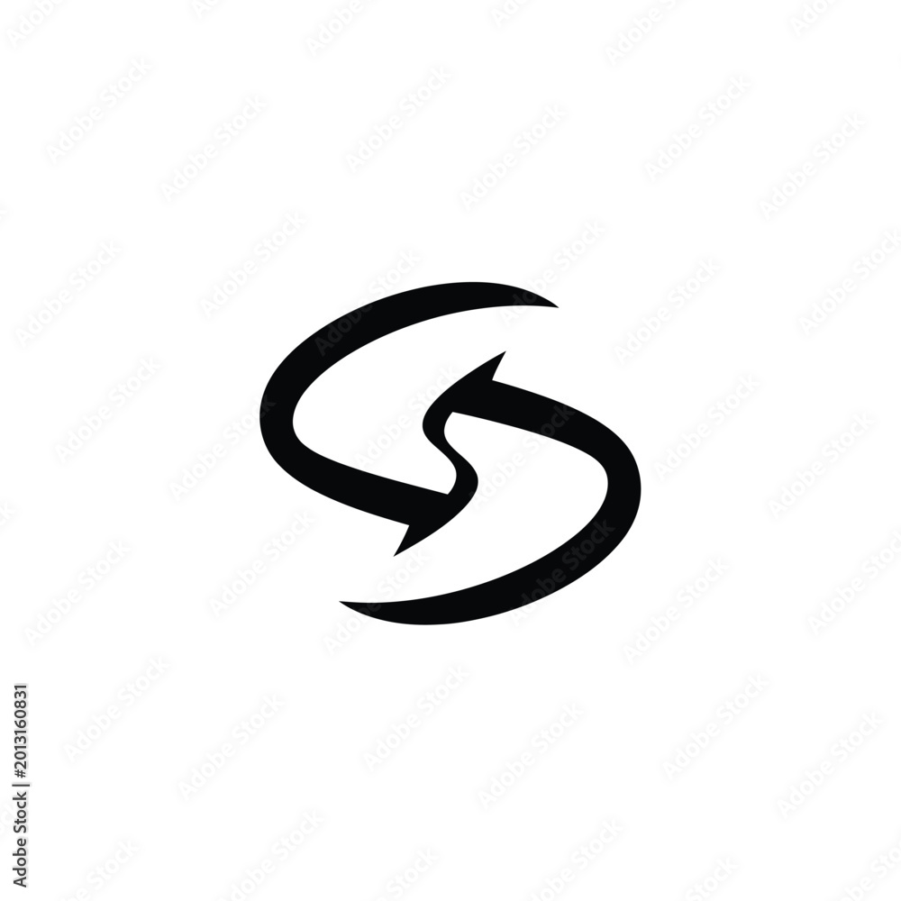Fototapeta premium Abstract black circular arrow symbol representing motion and continuous flow