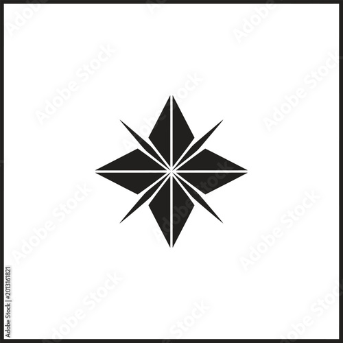 Symmetrical eight pointed star shape in black