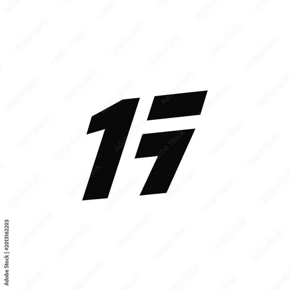Obraz premium Stylized number fifteen with thick black italicized typography