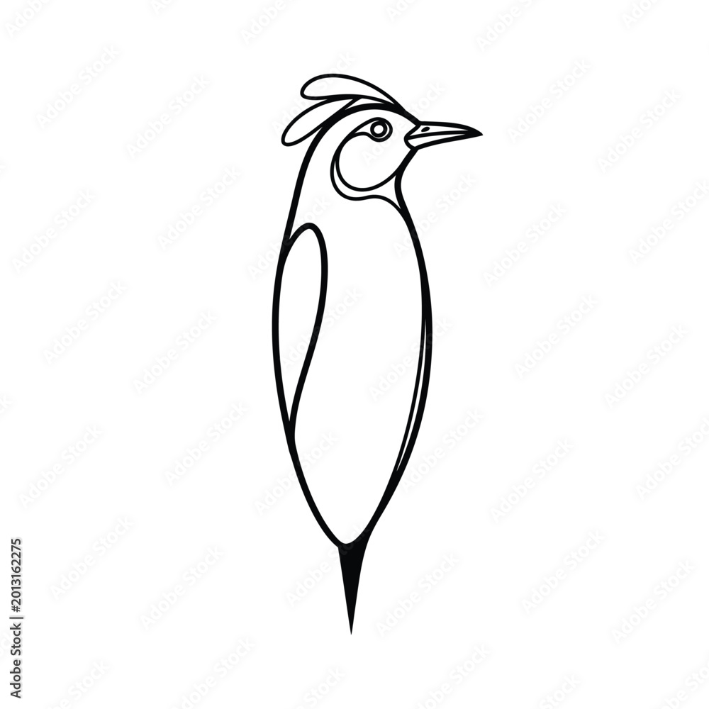 Obraz premium Simple line of a bird with a crest animal avian